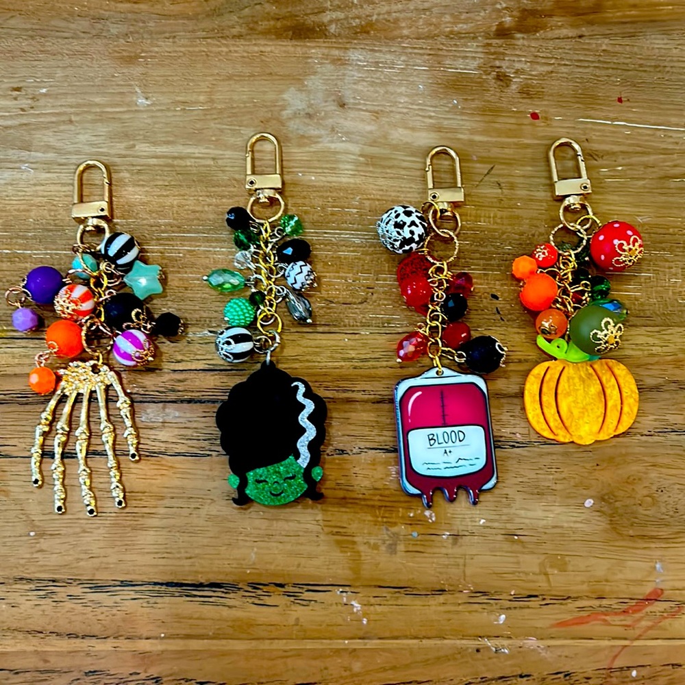 Beautiful Halloween themed keychain,purse, planner or back pac charm accessories